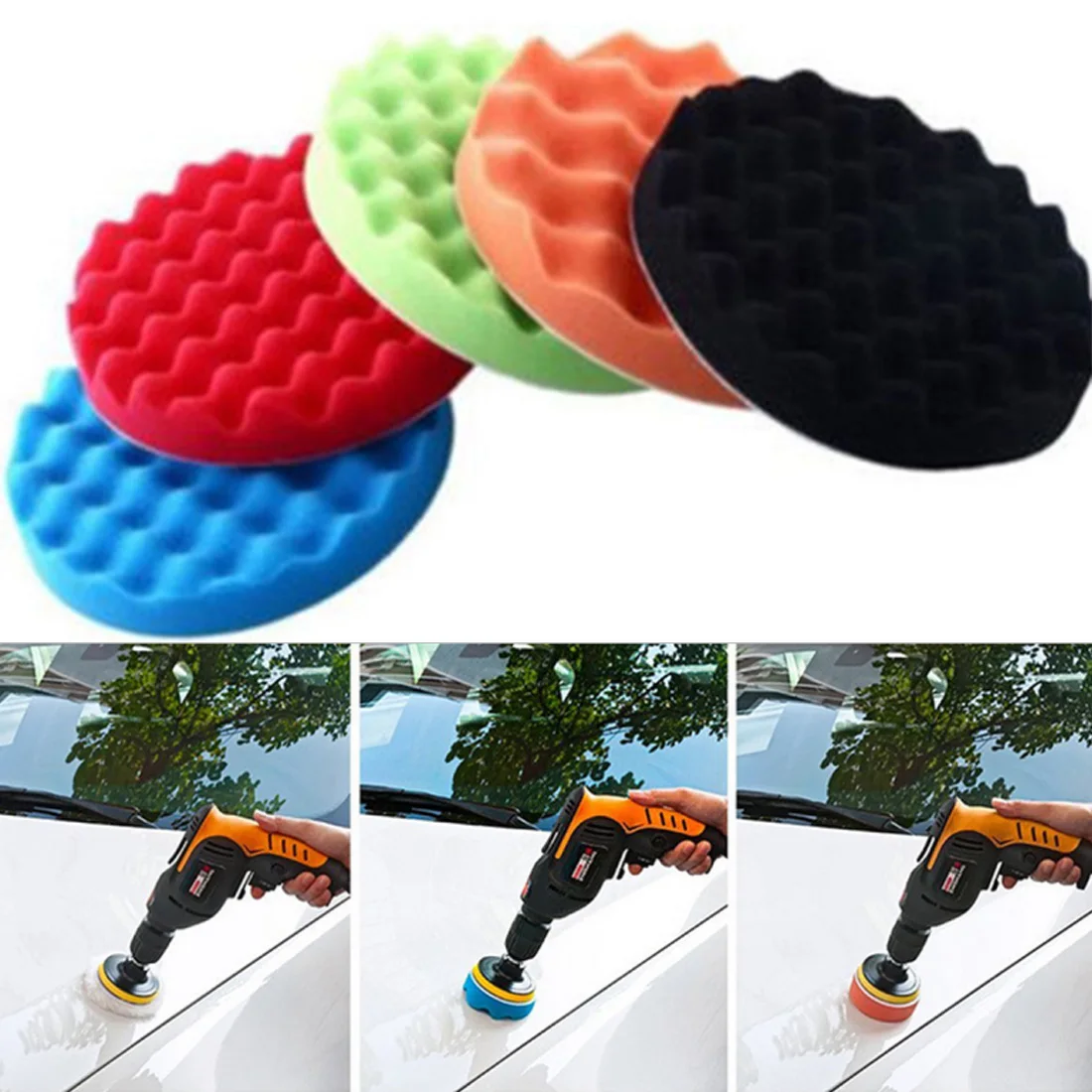 3/ 4/ 5/ 6/ 7 Inch Beauty Waxing Set 7pcs/set Car Polishing Disc Automotive Tools Sponge Wheel Wool Pad 8PCS | Инструменты