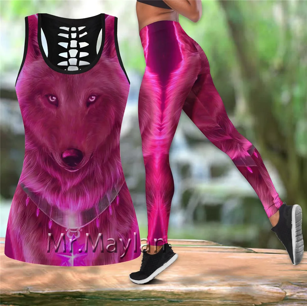 

Sexy Hollow Tanktop for women Summer Sexy Sleeveless Vest Girl Native Indian Red Wolf Tank top ropa mujer Oversized EU size A-99