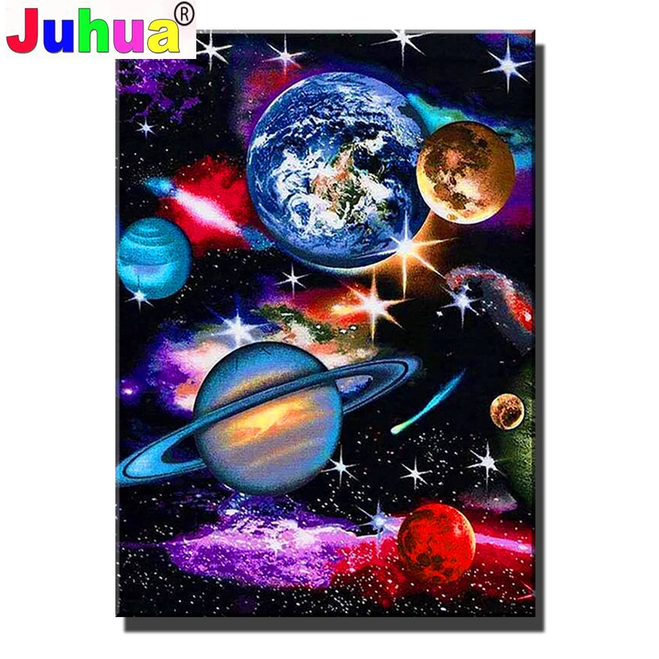 

Алмазная 5D живопись «сделай сам», мозаика с планетами, наборы для вышивки крестиком, абстрактное искусство, полноразмерная круглая вышивка, домашний декор