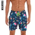 Шорты Escatch мужские быстросохнущие, пляжные бермуды с принтом фламинго для серфинга и плавания, летние