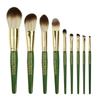 iguionss makeup brush set 9 pcs emerald green color super soft fiber face and eye cosmetic pens for face powder eye shadows