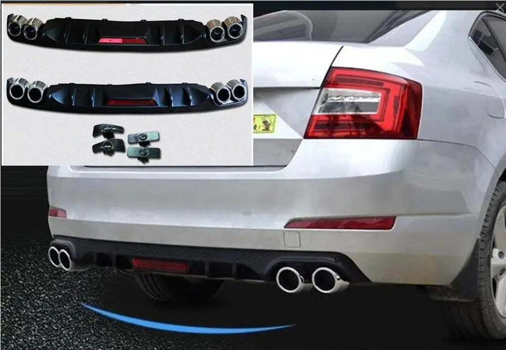 Для Skoda Octavia 2014 2018 Высокое качество ABS черный Задний бампер багажник для губ задний