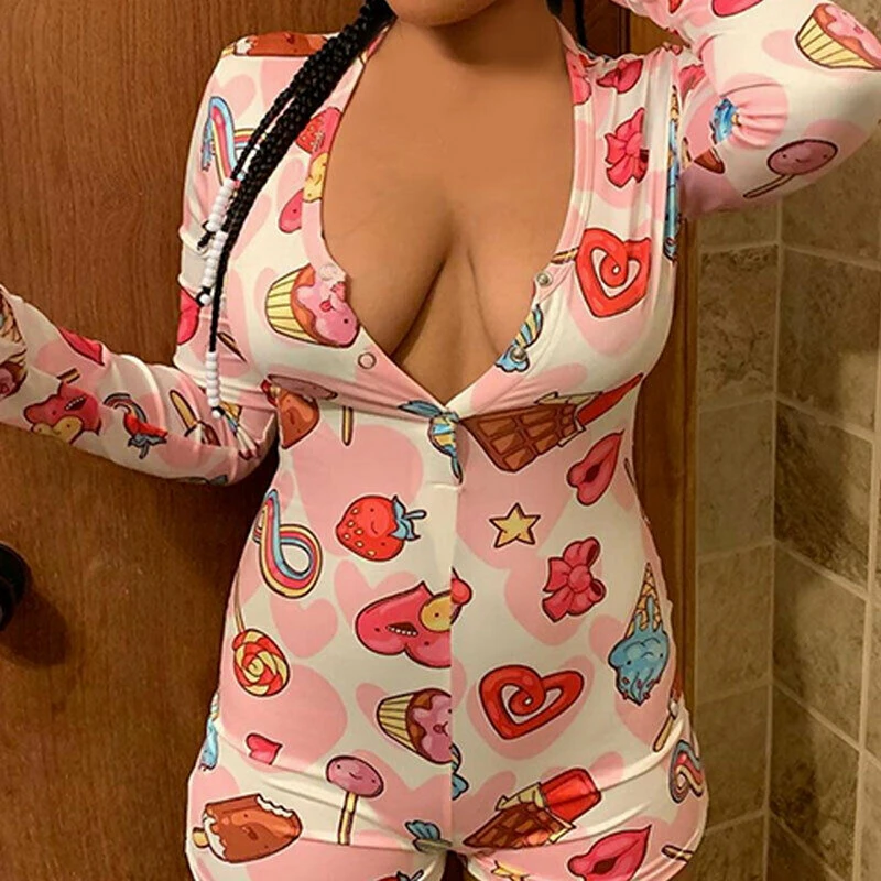 Женская пижама для взрослых Забавный хлопковый комбинезон Дамская ночная