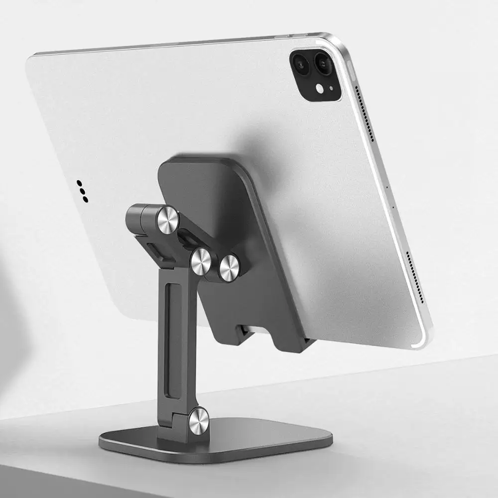 

Foldable Desk Mobile Phone Holder Stand For iPhone iPad Pro Tablet Flexible Metal Table Desktop Adjustable Cell Smartphone Stand
