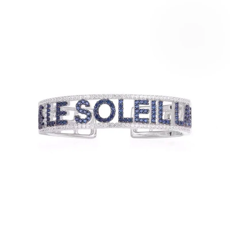 SLJELY роскошный брендовый Браслет манжета с надписью 925 пробы серебристый темно