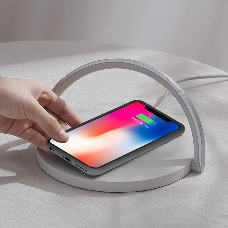 

For iPhone 8 8Plus X XS Max XR 11 12 Samsung Note7 8 S6 S7 new speed Qi wireless charger desk lamp charging night light