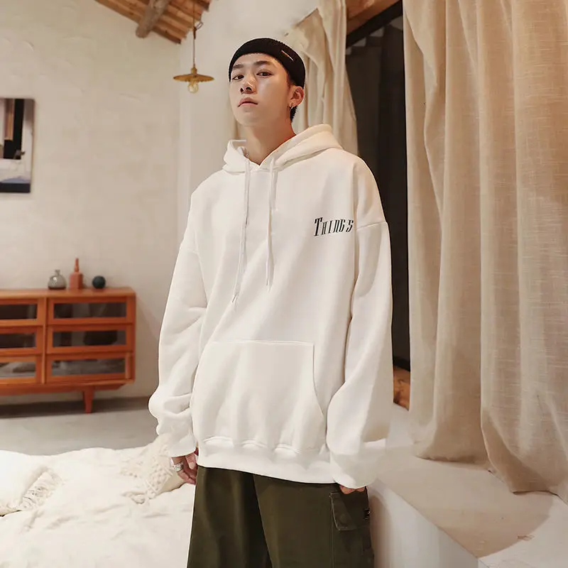 

Oversize Autumn Men Hoodies 2020 Korean Letter Printed Men's Hooded Sweatshirts 4 Colors Man Oversized Hooded Pullovers Tops