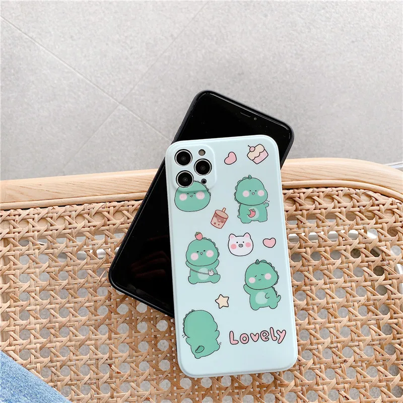 Cute Cartoon Dinosaur Phone Case For iPhone 11 Pro SE 2 Full Protection Soft Silicone Covers Capa X XR XS Max | Мобильные телефоны
