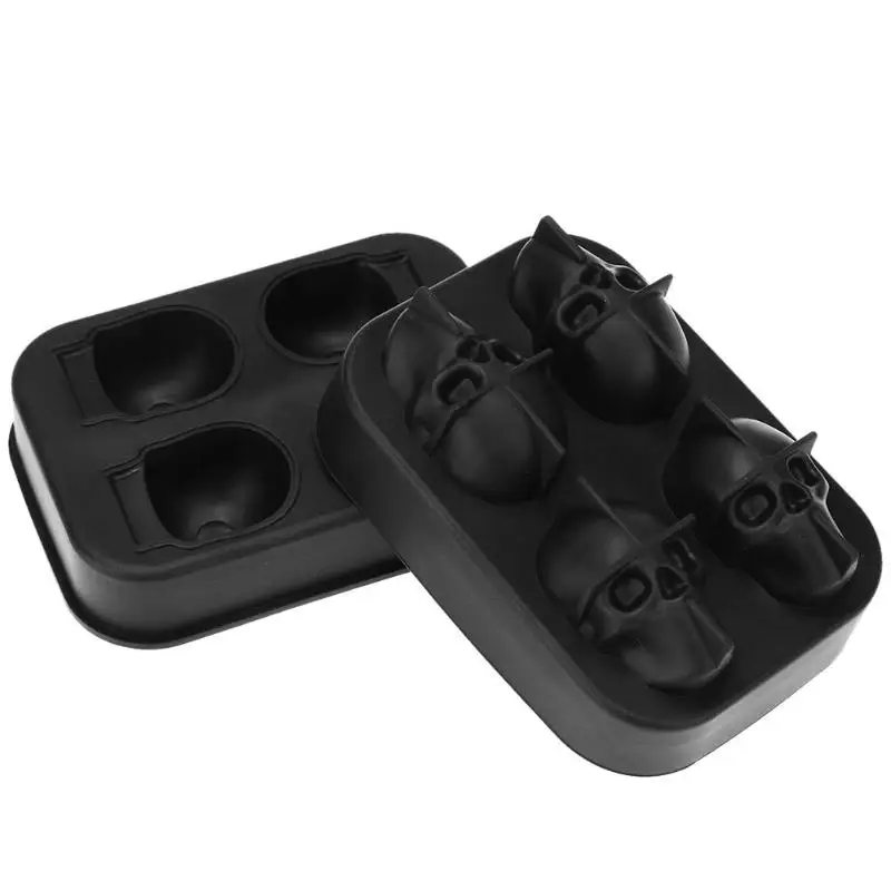 3D Bones 4 Hole Skull Ice Cube Tray Maker Silicone Mold Whiskey Wine Kitchen Candy Bar Accessory | Дом и сад