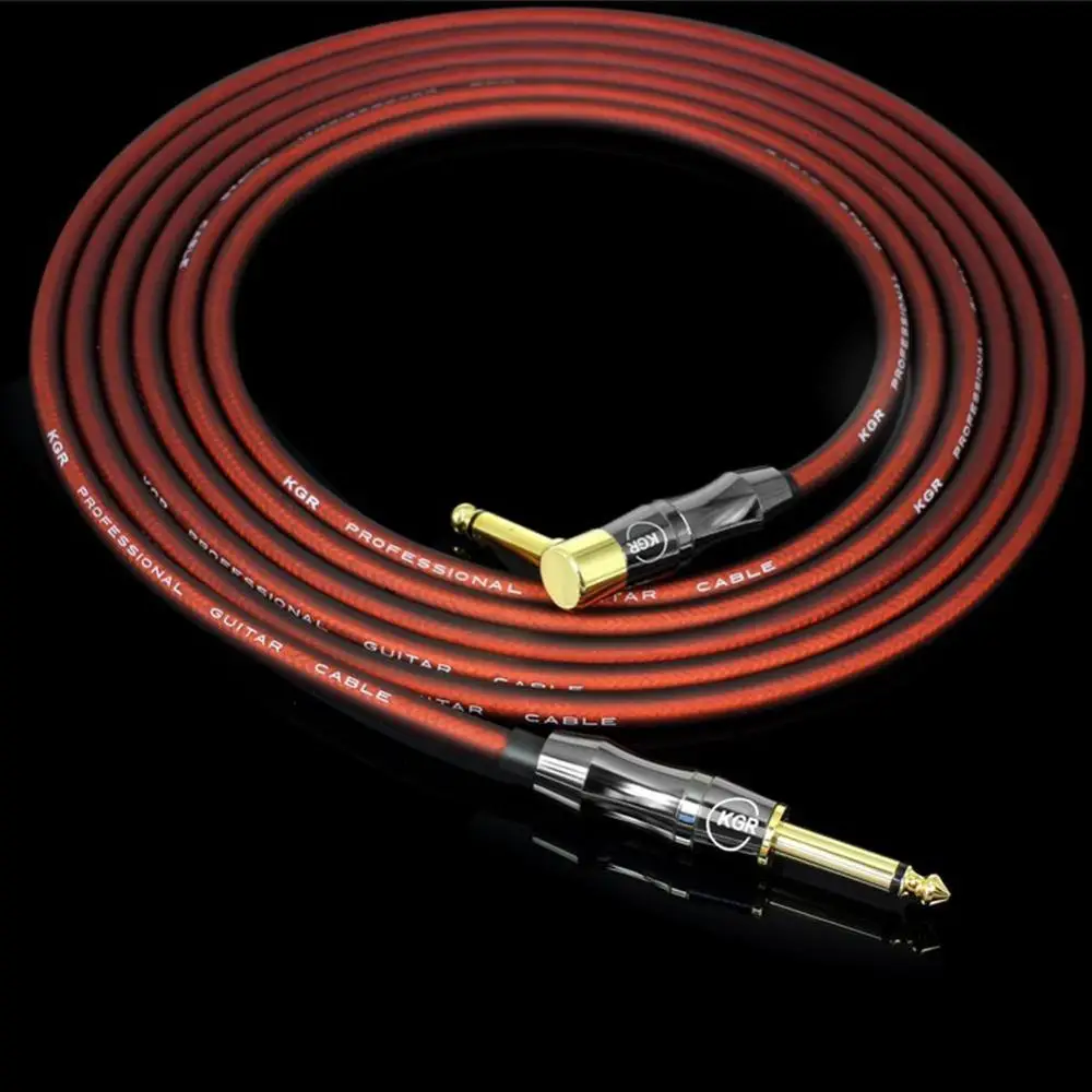 kgr 20awg elektrische gitarre bass audio kabel stecker gerade nach rechts winkel stecker instrument noise reduktion schild gitarre kabel free global s