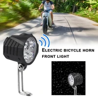 2 in 1 electric bicycle front led headlight with horn waterproof super bright 12v 80v high brightness 4 bulbs flashlight