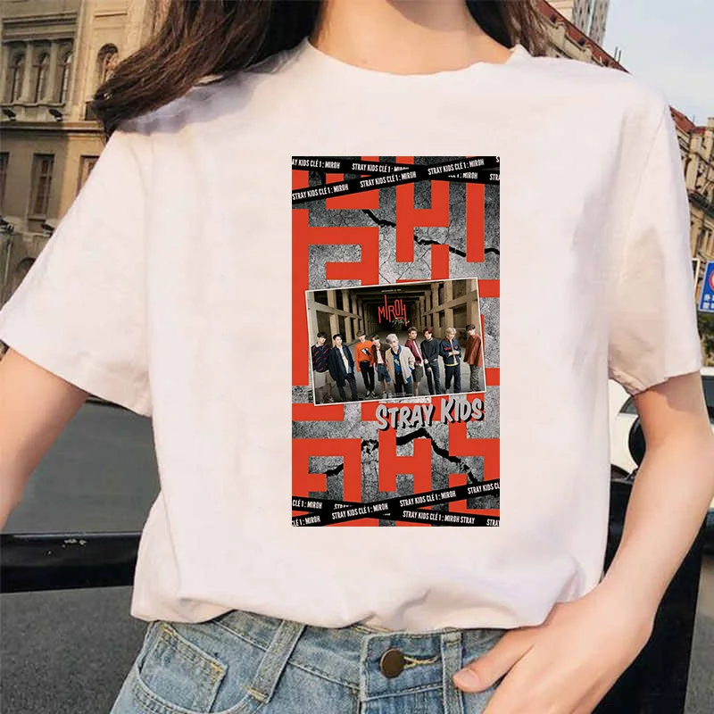 Kpop Stray Kids/Женская Футболка K Pop StrayKids, футболка в стиле хип-хоп, Корейская кавайная футболка в стиле Харадзюку, футболки в стиле хип-хоп для женщин