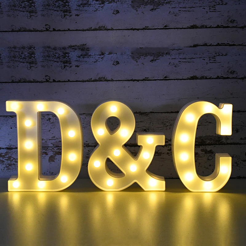 Светодиодный ночник с буквами цифрами английского алфавита вечерние