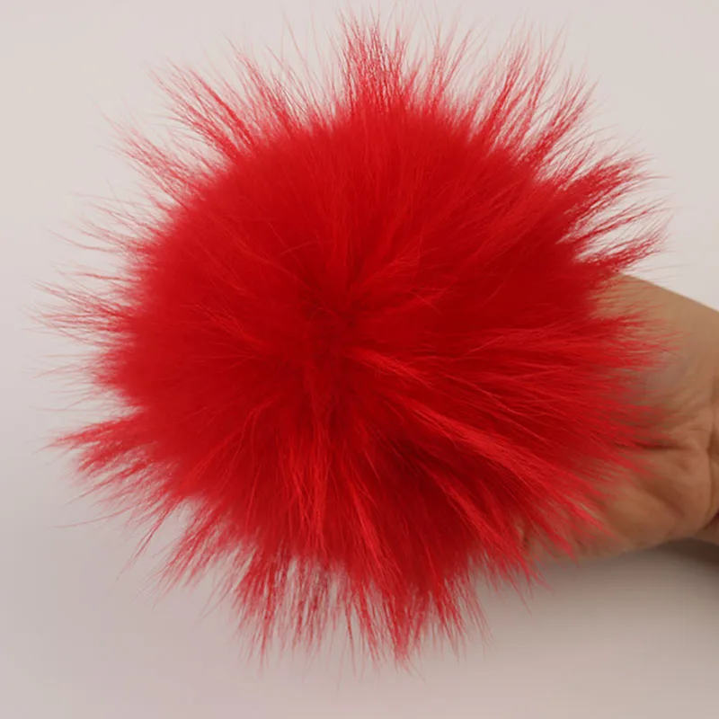 red 15cm DIY 14 см 15 см помпоны из натурального меха лисы, енота, норки, помпоны из меха, шапка, меховые помпоны, шляпа и сумка, обувь, шарф, аксессуары - Цвет: red 15cm