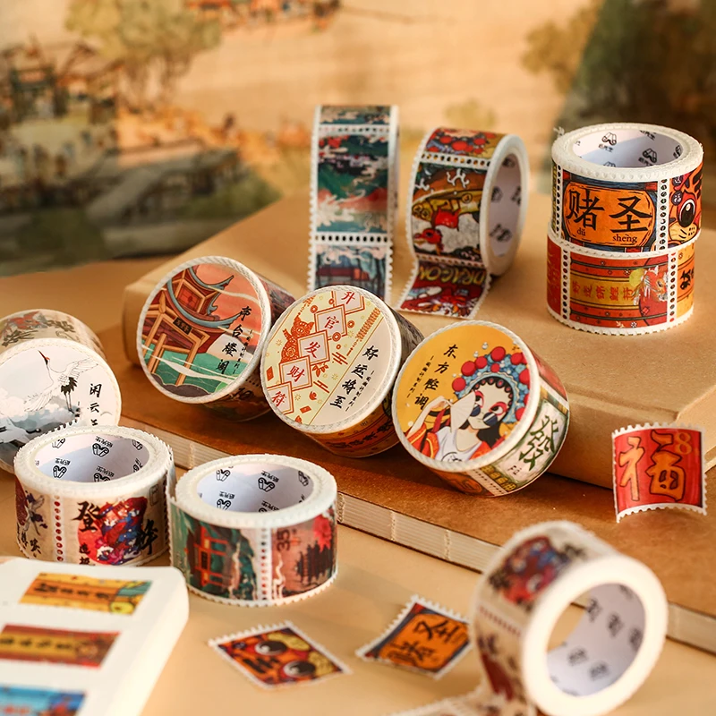 Винтажная серия китайских штампов декоративная клейкая лента для коллажей