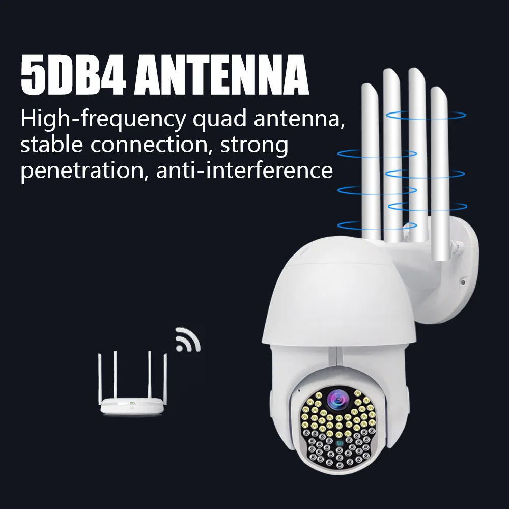 

IP66 Wifi Camera Auto Tracking/Two-Way Audio/Motion Detection ONVIF/PTZ Home Surveilance 63 Lights 1080p Two-Way Conversation