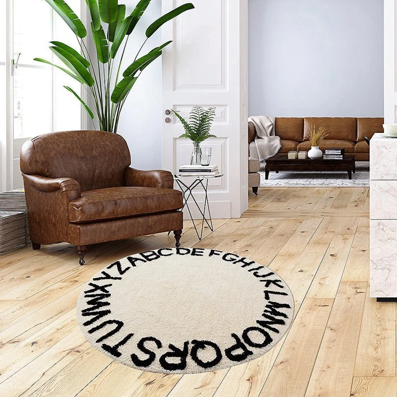 

Abc Alphabet Kids Crawling Play Mat - Super Soft Knitting Educational Washable Area Rugs Round 120CM Diameter
