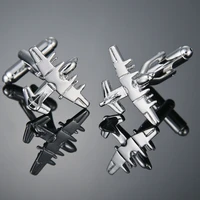 new trendy airplane shape pilot silver color cuff links business high quality cufflinks tie clasp men suit shirt wedding jewelry