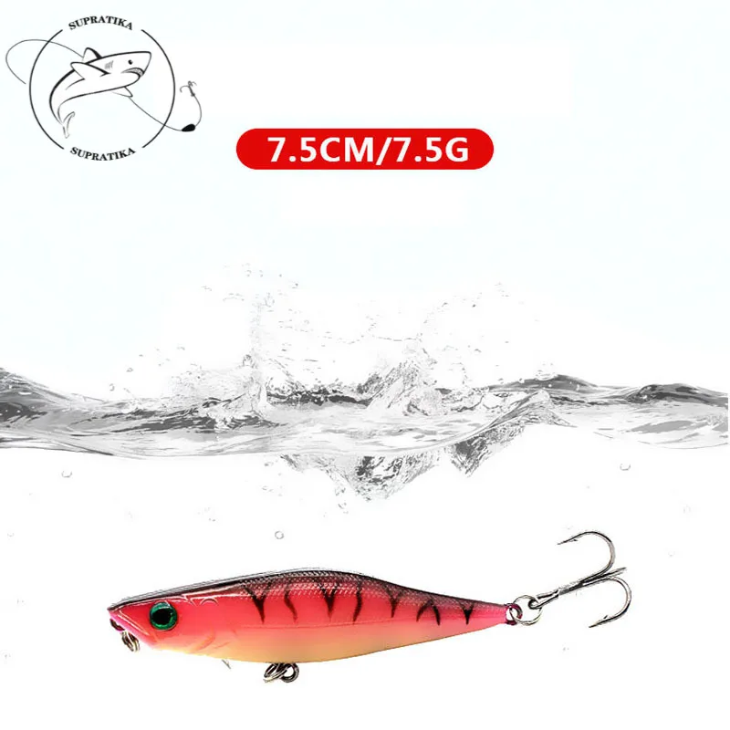 

75mm/7.5g Artificial Topwater Popper Plastic Fishing Bait 3D Eyes Anti-Corrosion Bionic Freshwater Fishing Lure Hard Bait