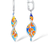 cute epoxy flower leaf silver color stud earrings for women fashion jewelry 2019 new s925
