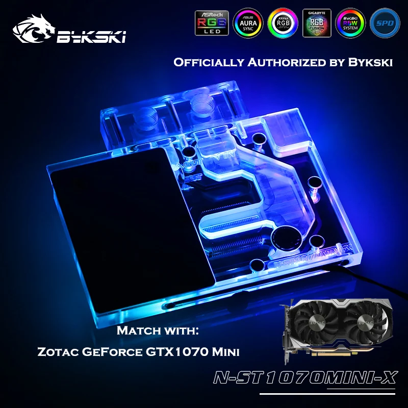 Bykski N-ST1070TIMINI-X GPU водный блок для Zotac GeForce GTX1070 мини Видеокарта радиатор кулер RGB 12V 4PIN