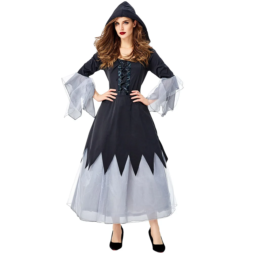 

Zhomecos Witch Hooded Dress Cosplay Costume For Girls Woman Halloween Carnival Party Costumes