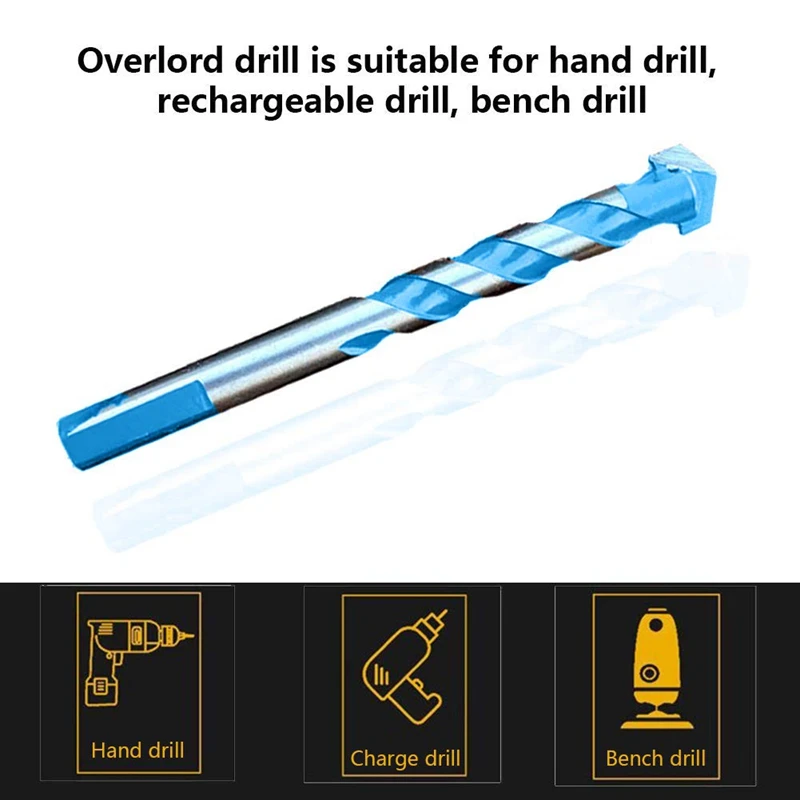 

10 Pcs 6mm Triple-cornered Drill Bit Set Multifunctional Drill Bits Punching Drill Bits Set for Tile Concrete Glass Wood