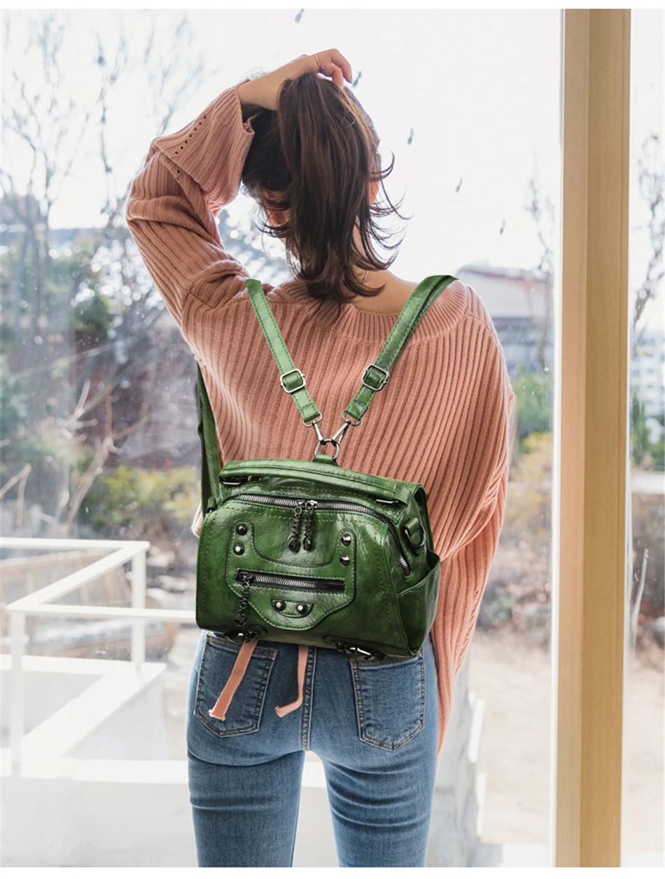 Mochila Feminina, рюкзак из мягкой кожи, женский рюкзак, высокое качество, рюкзак с заклепками, дамские сумки через плечо для женщин, Sac