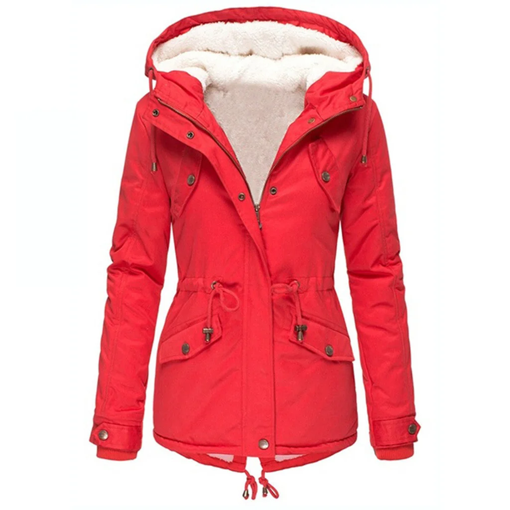 

2021 special multicolor hooded women's coat with waist closed for warmth and cold protection and thickened cotton jacket