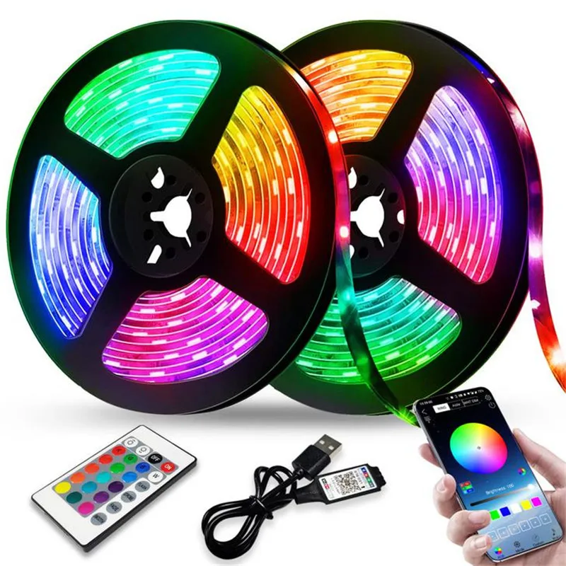 WIFI LED Strip Lights Bluetooth RGB Led light 5050 Flexible Waterproof 2835 Tape Diode DC WIFI Control+Adapter Festival Room 40#