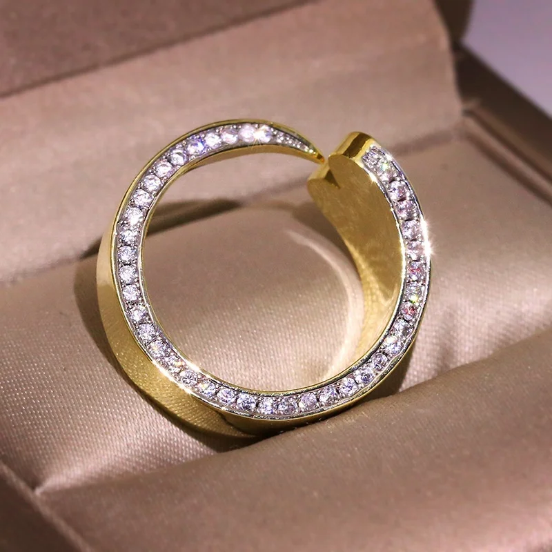 

Fashion Round Heart Rings for Women Temperament Love Around Finger Crystal Party Wedding Ring Female Jewelry