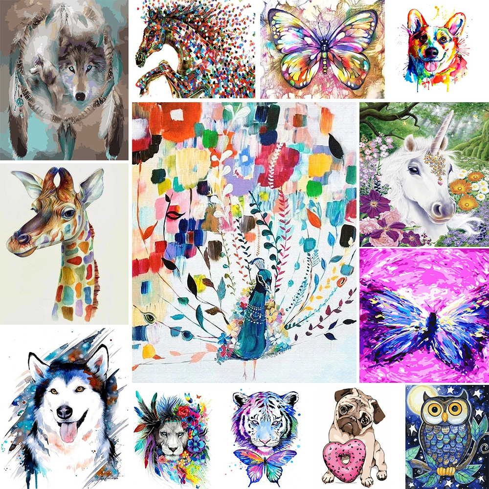 В рамке Красочные бабочки животные DIY живопись по номерам украшение дома