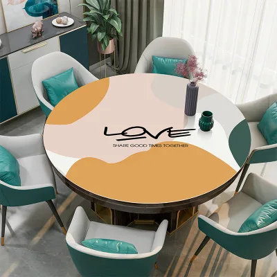 

Nappe ronde en cuir nordique impermable, rsistant l'huile, rsistant aux chaudures et sans lavage tapis de table ronde en cuir P