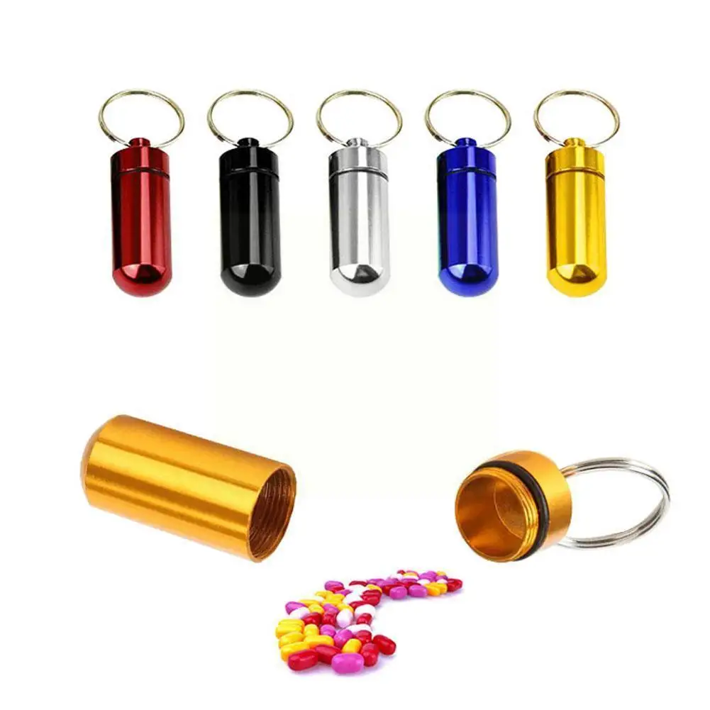 

1pc waterproof Aluminum Alloy Chain Hanging Mini Small Waterproof Jar Medicine Outdoor Emergency Sealed O3S2