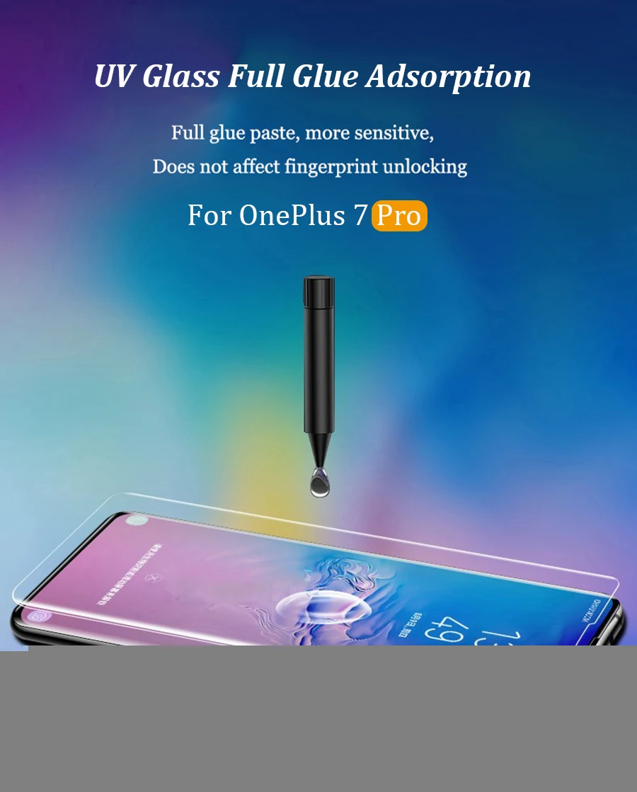 Нано-УФ жидкое клейкое стекло для защиты экрана Oneplus 8 7T 7 9 Pro Полное покрытие