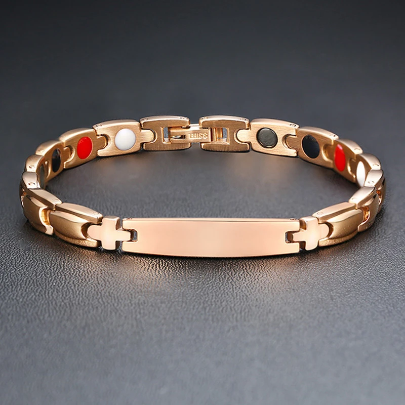 Титановый терапевтический браслет розовый золотой тон лечебный германий