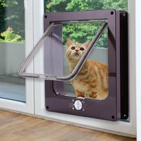 4 way lockable puppy cat door abs plastic security gate cat dog flap door for dog cat pet gate door pet supplies