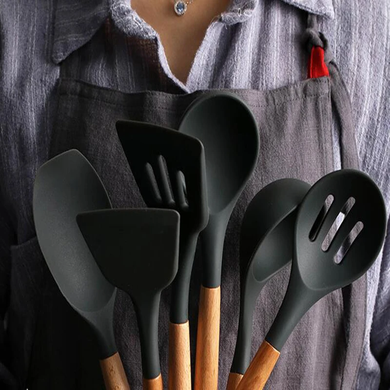 

Kitchen Set 8 Pcs/Set Silicone Spatula Heat-resistant Soup Spoon Non-stick Special Cooking Shovel Kitchen Tools Kitchen Gadgets