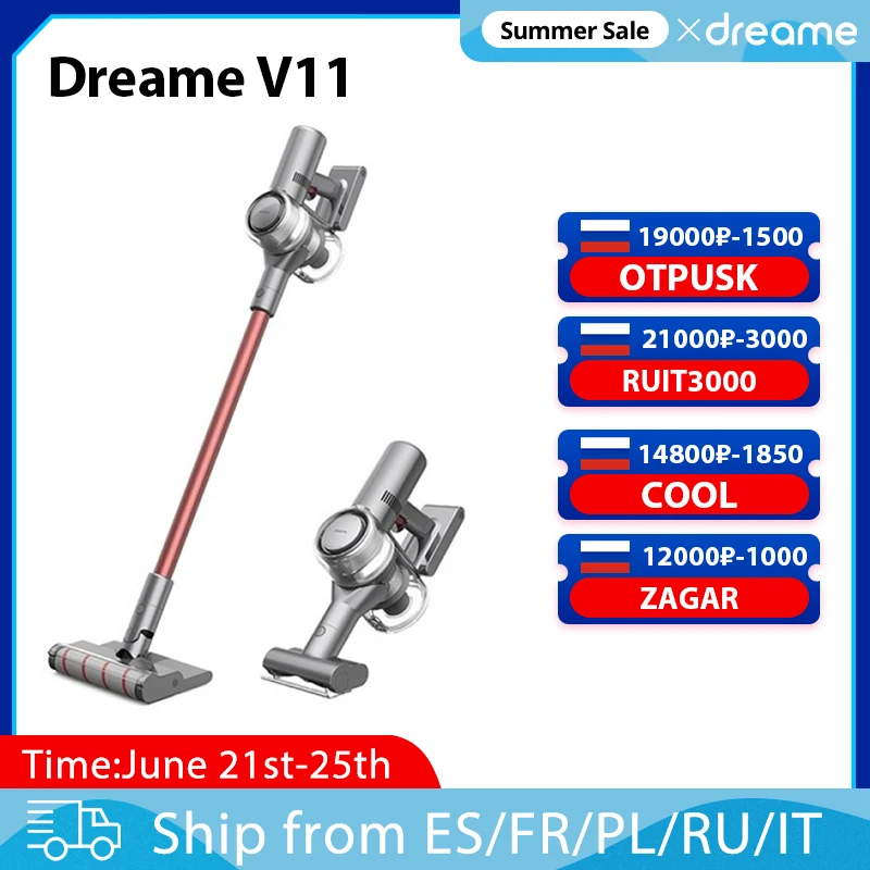  Dreame V11 ручной Беспроводной пылесос OLED Дисплей Портативный беспроводные 25kPa все в одном пылесборник развертки для ковров 