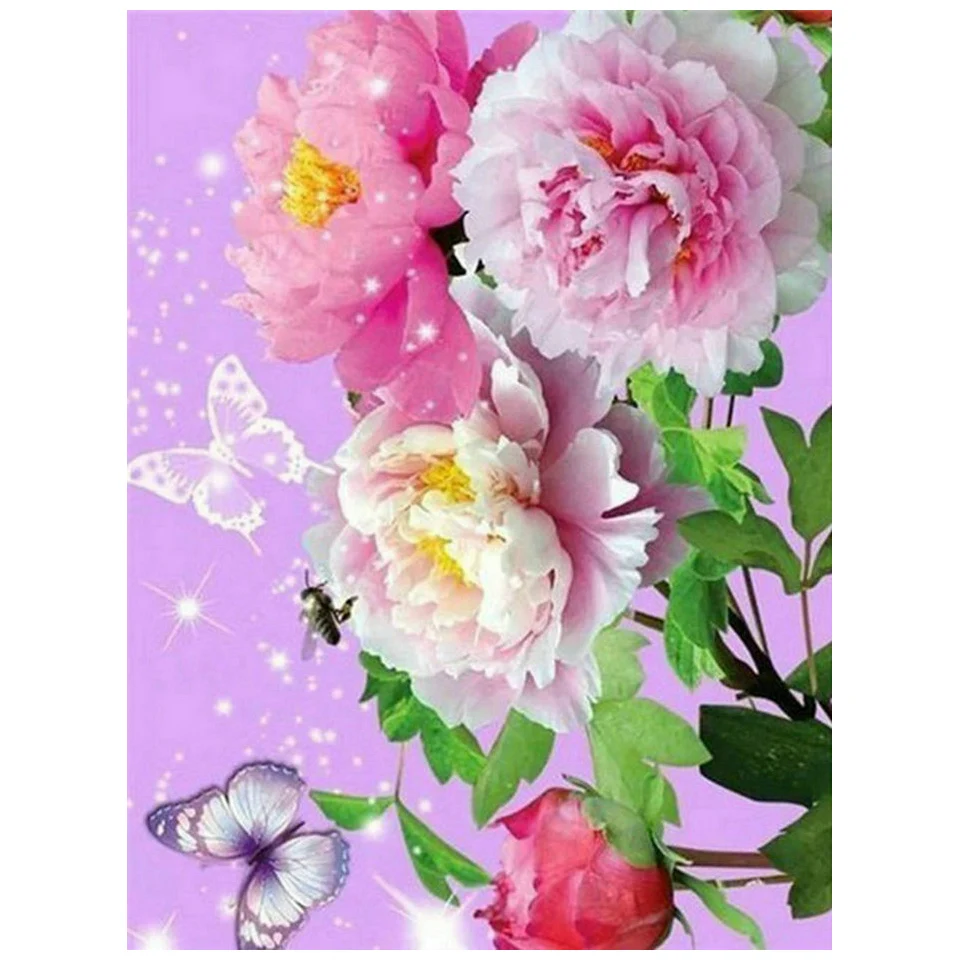 

NEW Full Round/Square AB Pink Flowers Painting 5D DIY Diamond Embroidery Cross Stitch Mosaic Pictures Decor Gift