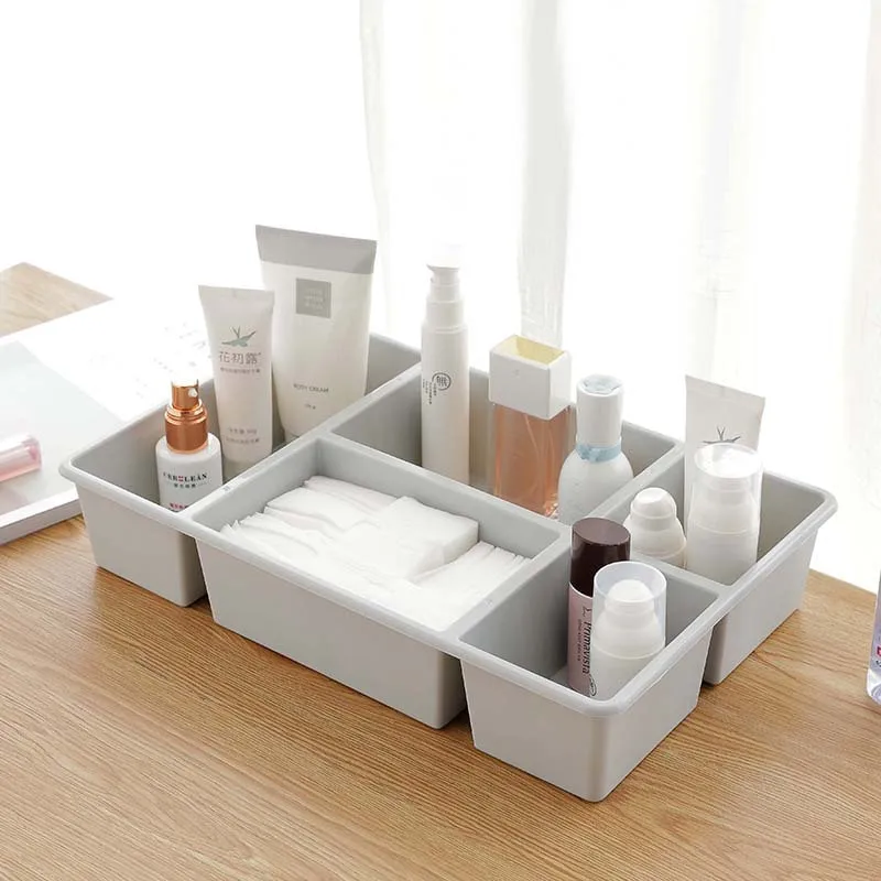 

Plastic Desktop Cosmetics Storage Box Makeup Brush Organizer Desk Stationery Drawers Container Home Kitchen Seasoning Baskets