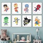 Картина на холсте с изображением Человека-паука, Железного человека, героев мультфильмов постеры с изображением супергероев и принтов, Настенная картина для детской комнаты, Декор