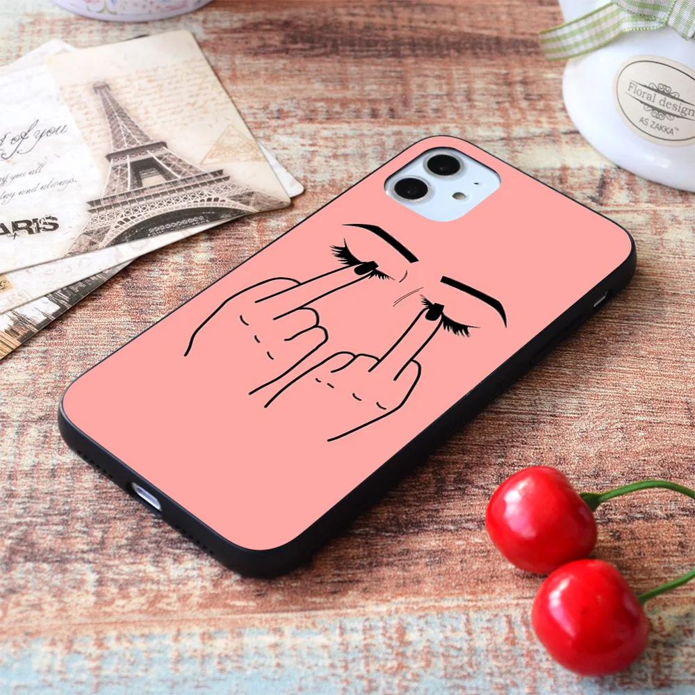 

For iPhone Middle Finger Eyes Soft TPU Border Apple iPhone Case