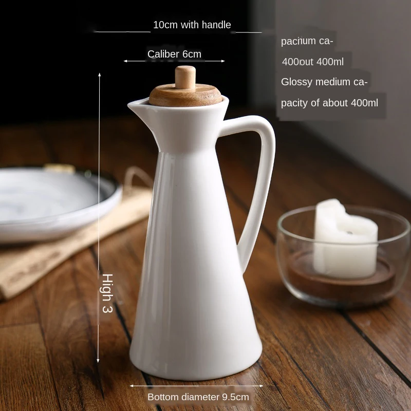 

Ceramic White Oil Can Sealed Soy Sauce Vinegar Bottle 800ml/400ml Home Storage Bottle Large Capacity Oil Can Kitchen Supplies