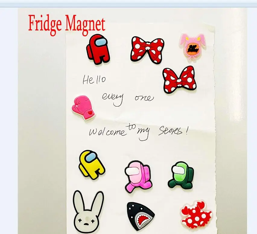 17PCS PVC Cute Fridge Magnetic Sticker Slippers Skateboard Alien Peace Alligator Butterfly Snake Dinosaur Refrigerator Magnets images - 6