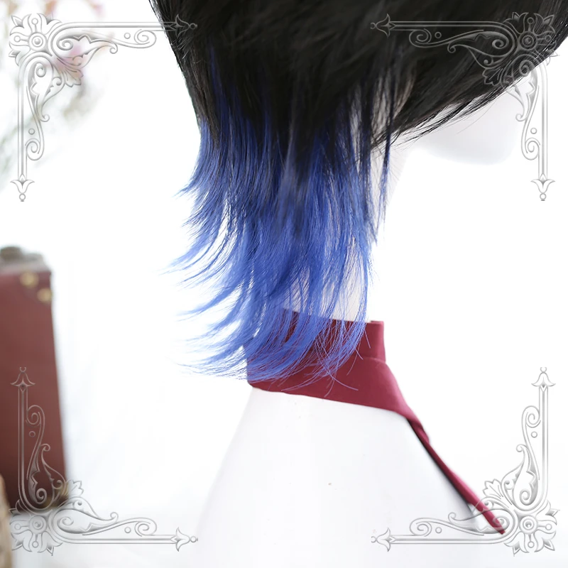 Градиентный черный синий парик для косплея в стиле Харадзюку |