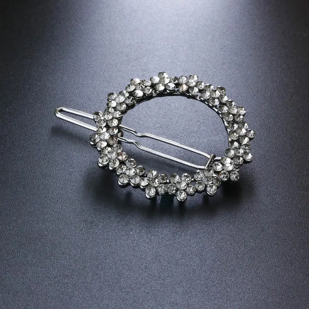 Модные круглые металлические заколки Стразы для женщин и девочек геометрические
