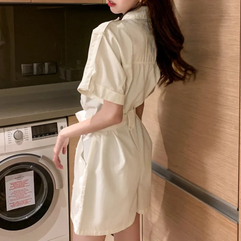 

Summer Casual Rompers Womens Jumpsuit 2021 New Short Sleeve Single Breasted Playsuits Woman Loose Slimoveralls Body Femme