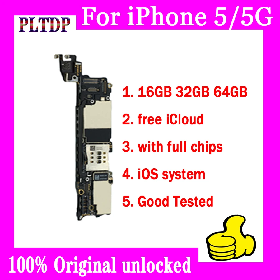 100% оригинальная разблокированная материнская плата для iphone 5 5G с системой IOS