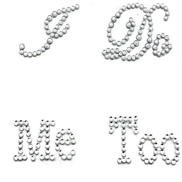 Серебристый Украшение в виде сердца, набор из кристаллов I DO ME TOO, стразы для свадебной вечеринки, украшение для обуви, наклейка на стену, виниловая надпись, свадебная наклейка - Цвет: Серебристый